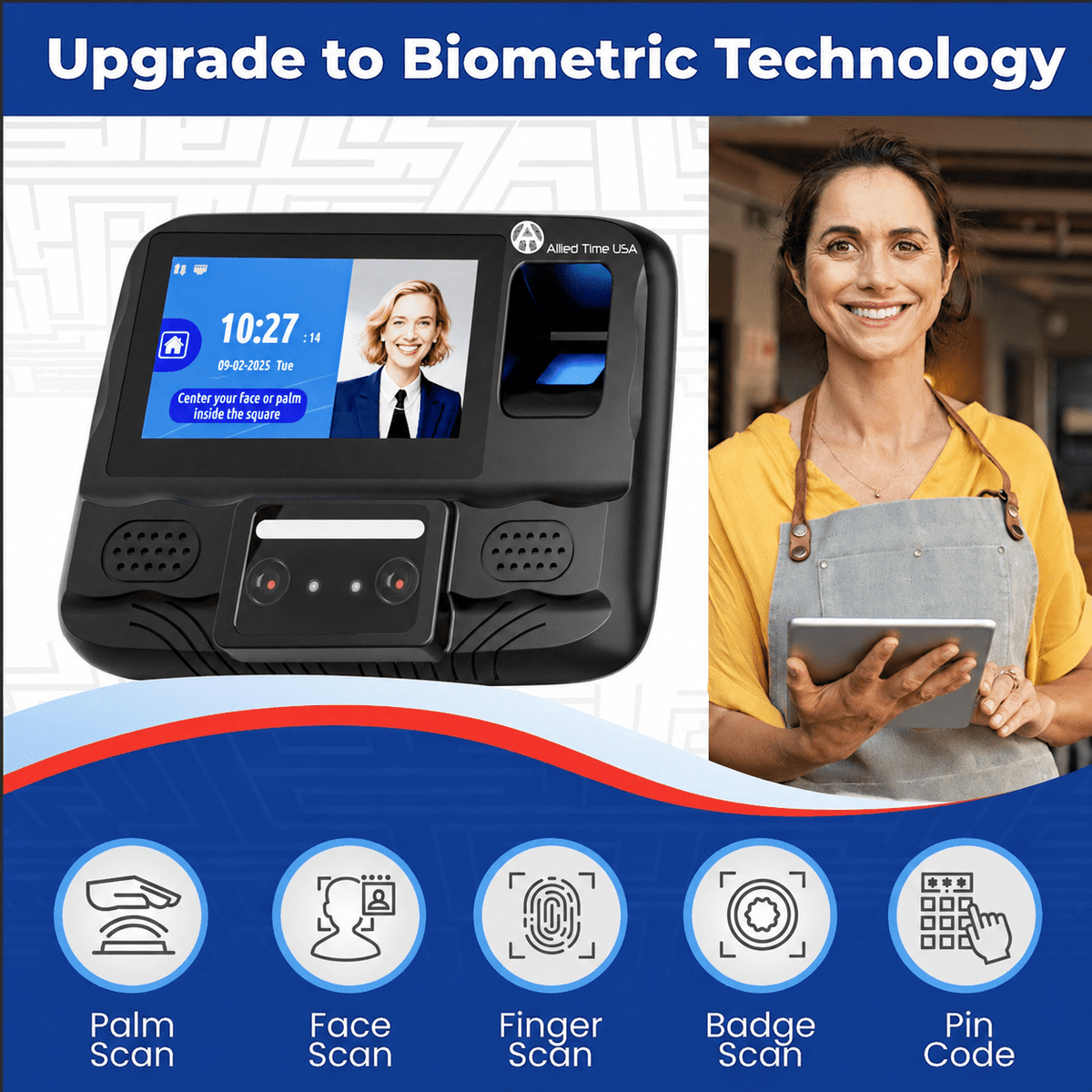 CB4000 Biometric Time Clock System with Online Reporting – Allied Time USA