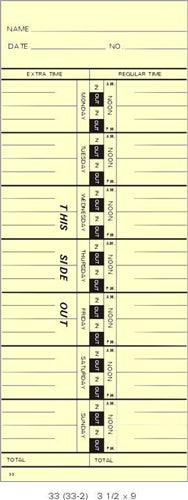 33-2: Monday-Sunday Weekly or Bi-Weekly Time Cards, Box of 1000