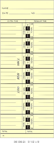 36-2: Thurs-Wed Weekly or Bi-Weekly Time Cards, Box of 1000