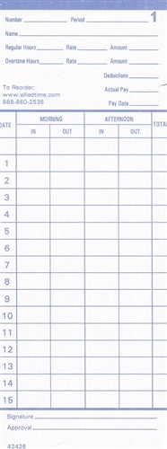 AT-2400 AT-2500 Time Cards Pack of 100