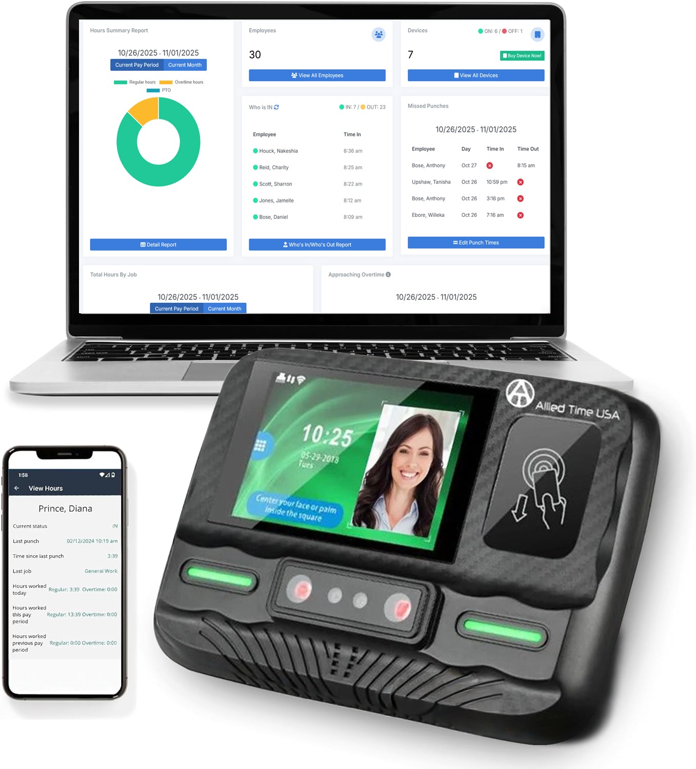 CB4100F Biometric Time Clock with Online Reporting - Allied Time USA