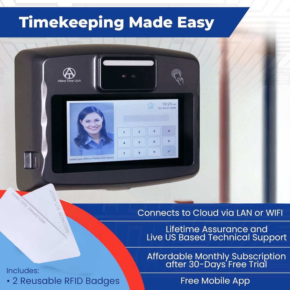 CB8500 Biometric Time Clock System with Online Reporting