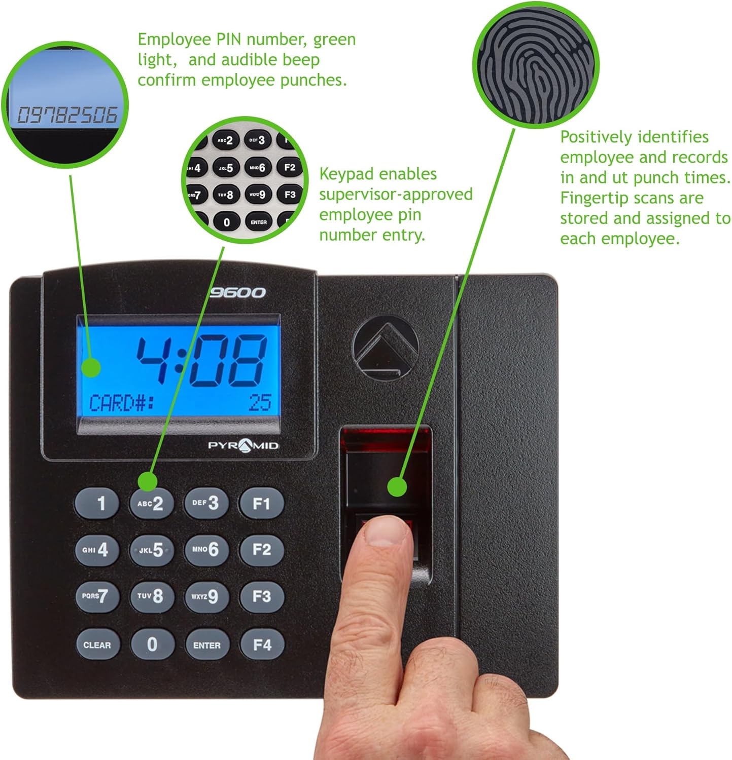 Pyramid Time Systems - Pyramid TimeTrax Elite Biometric System - Allied Time USA